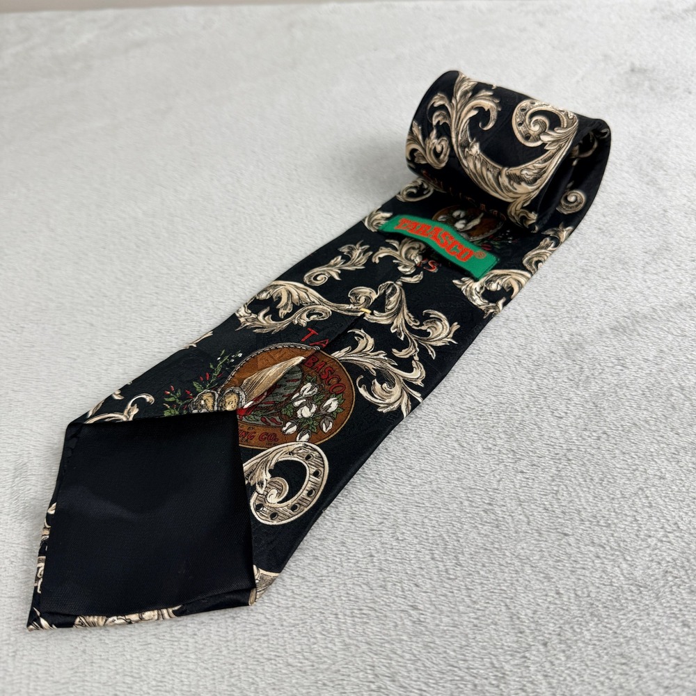 Tabasco‎ Silk Tie Mens Black Oysters Hot Sauce Novelty Foodie Print Made in USA